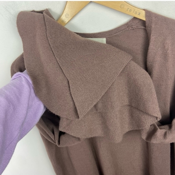 Hinge Bell Sleeve Brown Cardigan Ruched Bohemian Nordstrom Size Medium Sweater - Picture 10 of 11